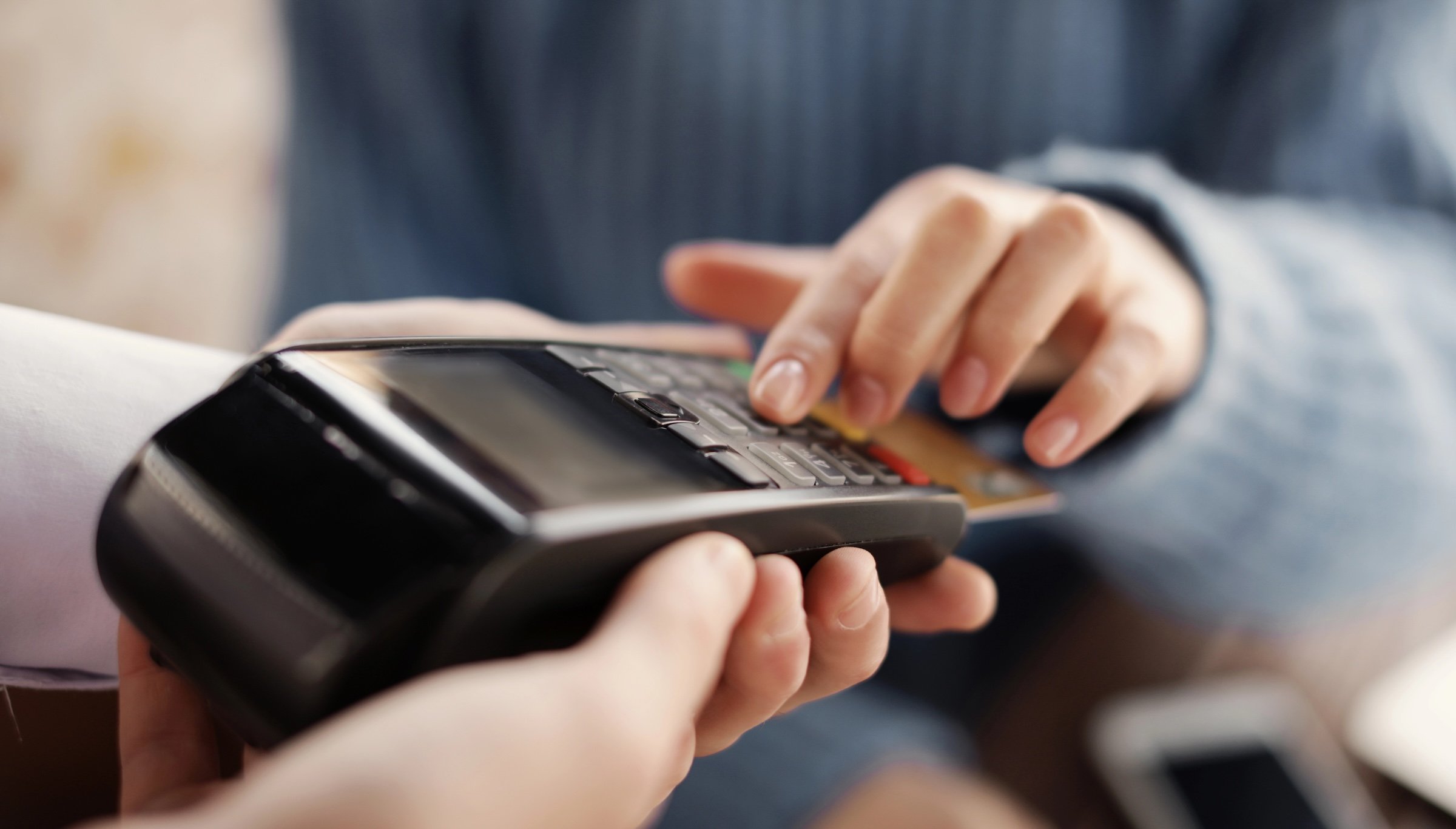 Woman making a secure card payment online